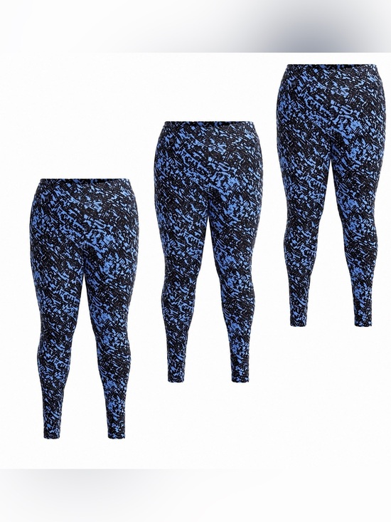 Terra & Sky Pants - Terra & Sky High-Rise Ankle Leggings Plus 0X 14W Blue Snake Print New Lot of 3